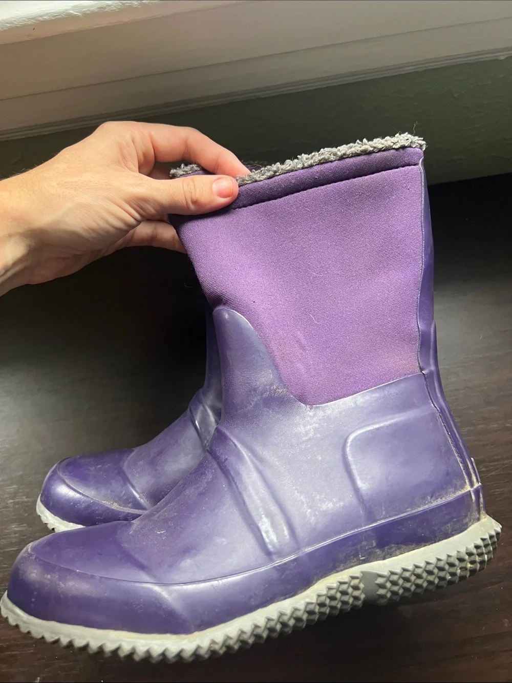 Hunter Purple Kids Fleece-Lined Rain & Snow Boots